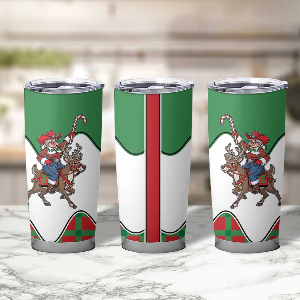 Western Yoke Tumbler Cup Mrs Claus Cowgirl Style - Wonder Print Shop