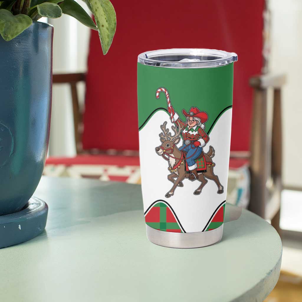 Western Yoke Tumbler Cup Mrs Claus Cowgirl Style - Wonder Print Shop