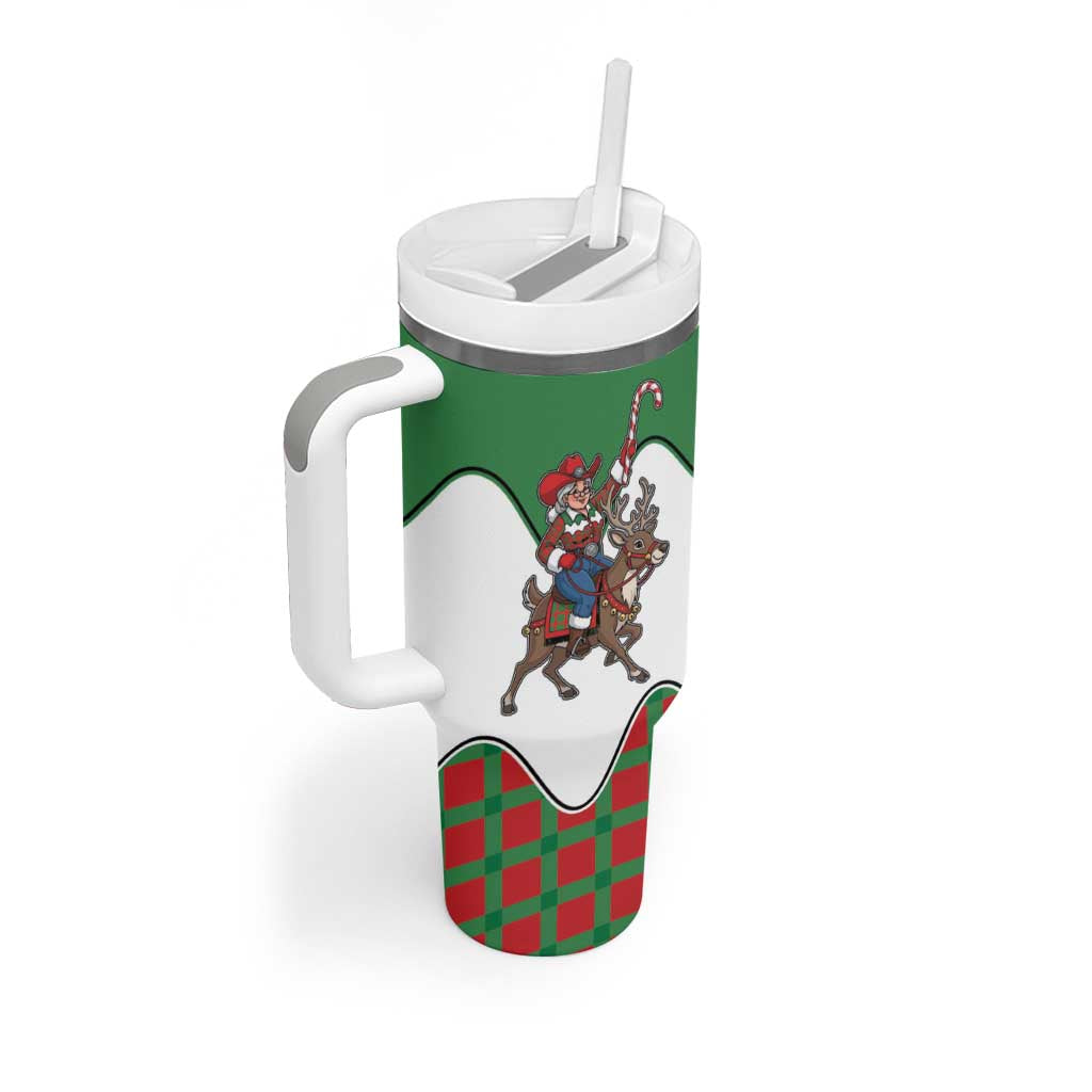 Western Yoke Tumbler With Handle Mrs Claus Cowgirl Style - Wonder Print Shop