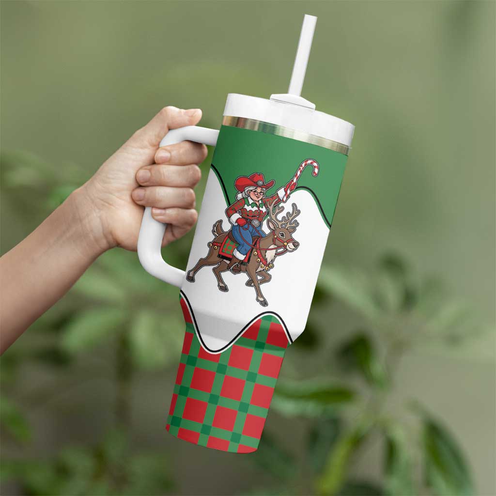 Western Yoke Tumbler With Handle Mrs Claus Cowgirl Style - Wonder Print Shop