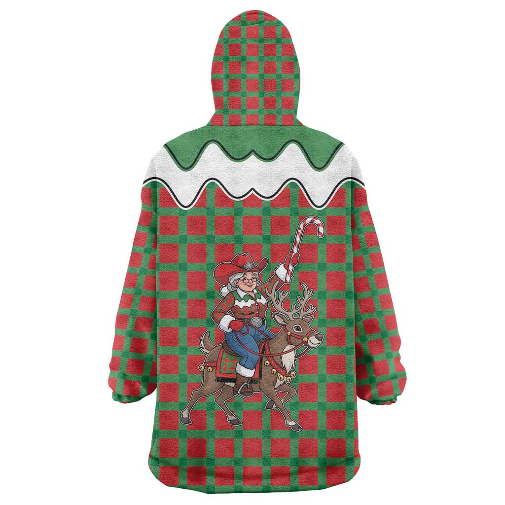 Western Yoke Wearable Blanket Hoodie Mrs Claus Cowgirl Style - Wonder Print Shop