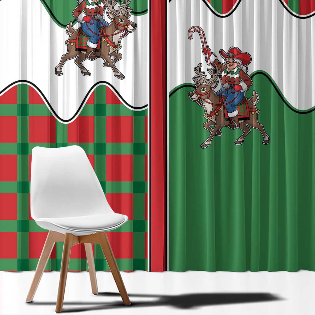 Western Yoke Window Curtain Mrs Claus Cowgirl Style - Wonder Print Shop