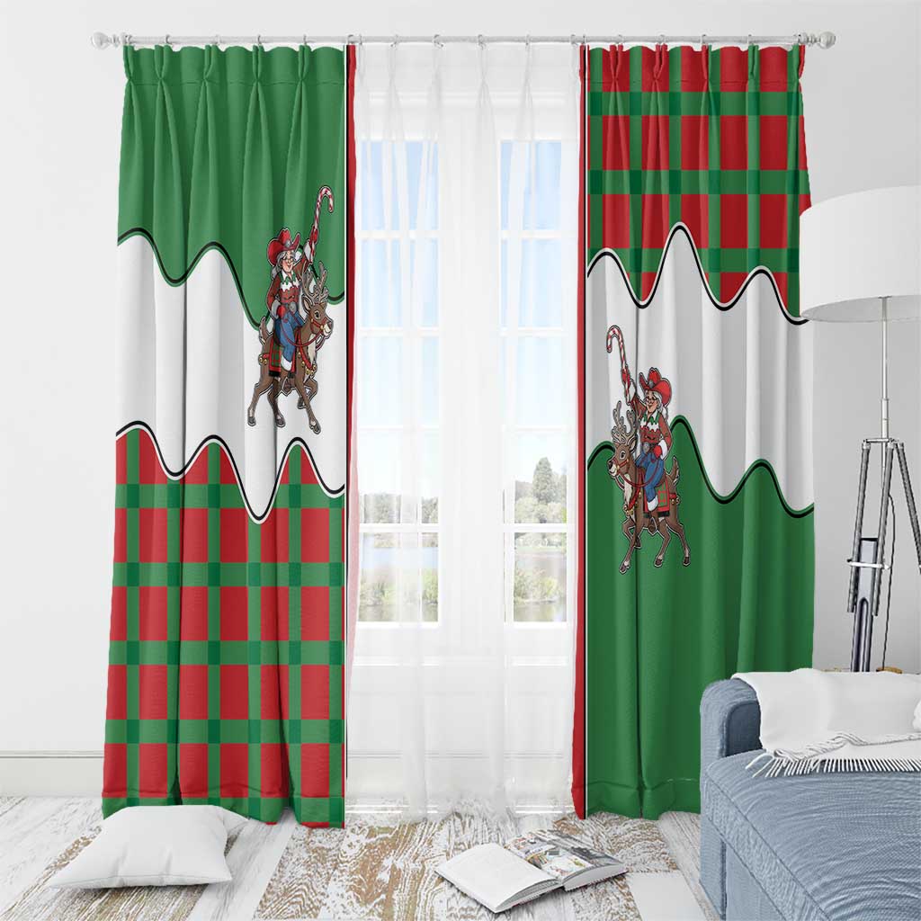 Western Yoke Window Curtain Mrs Claus Cowgirl Style - Wonder Print Shop