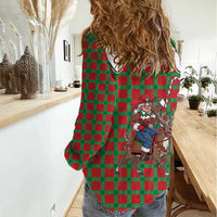 Western Yoke Women Casual Shirt Mrs Claus Cowgirl Style - Wonder Print Shop