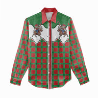 Western Yoke Women Casual Shirt Mrs Claus Cowgirl Style - Wonder Print Shop