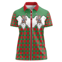 Western Yoke Women Polo Shirt Mrs Claus Cowgirl Style - Wonder Print Shop