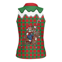 Western Yoke Women Sleeveless Polo Shirt Mrs Claus Cowgirl Style - Wonder Print Shop