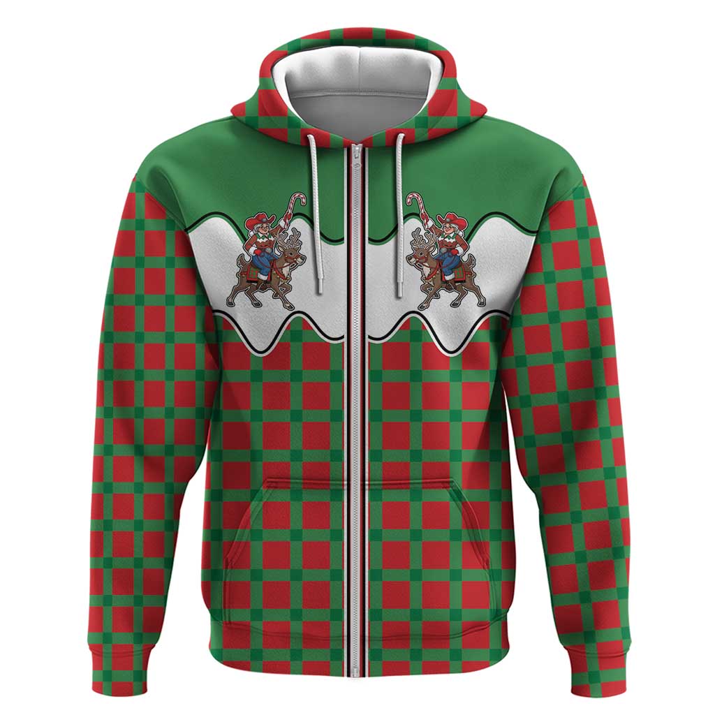 Western Yoke Zip Hoodie Mrs Claus Cowgirl Style - Wonder Print Shop