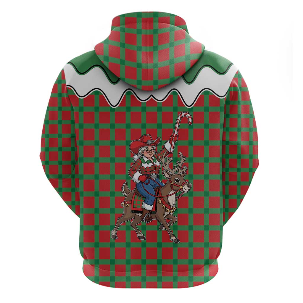 Western Yoke Zip Hoodie Mrs Claus Cowgirl Style - Wonder Print Shop