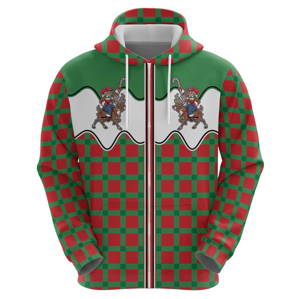 Western Yoke Zip Hoodie Mrs Claus Cowgirl Style - Wonder Print Shop