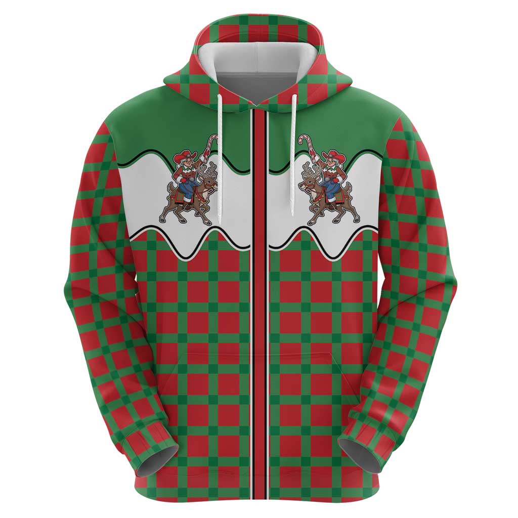 Western Yoke Zip Hoodie Mrs Claus Cowgirl Style - Wonder Print Shop