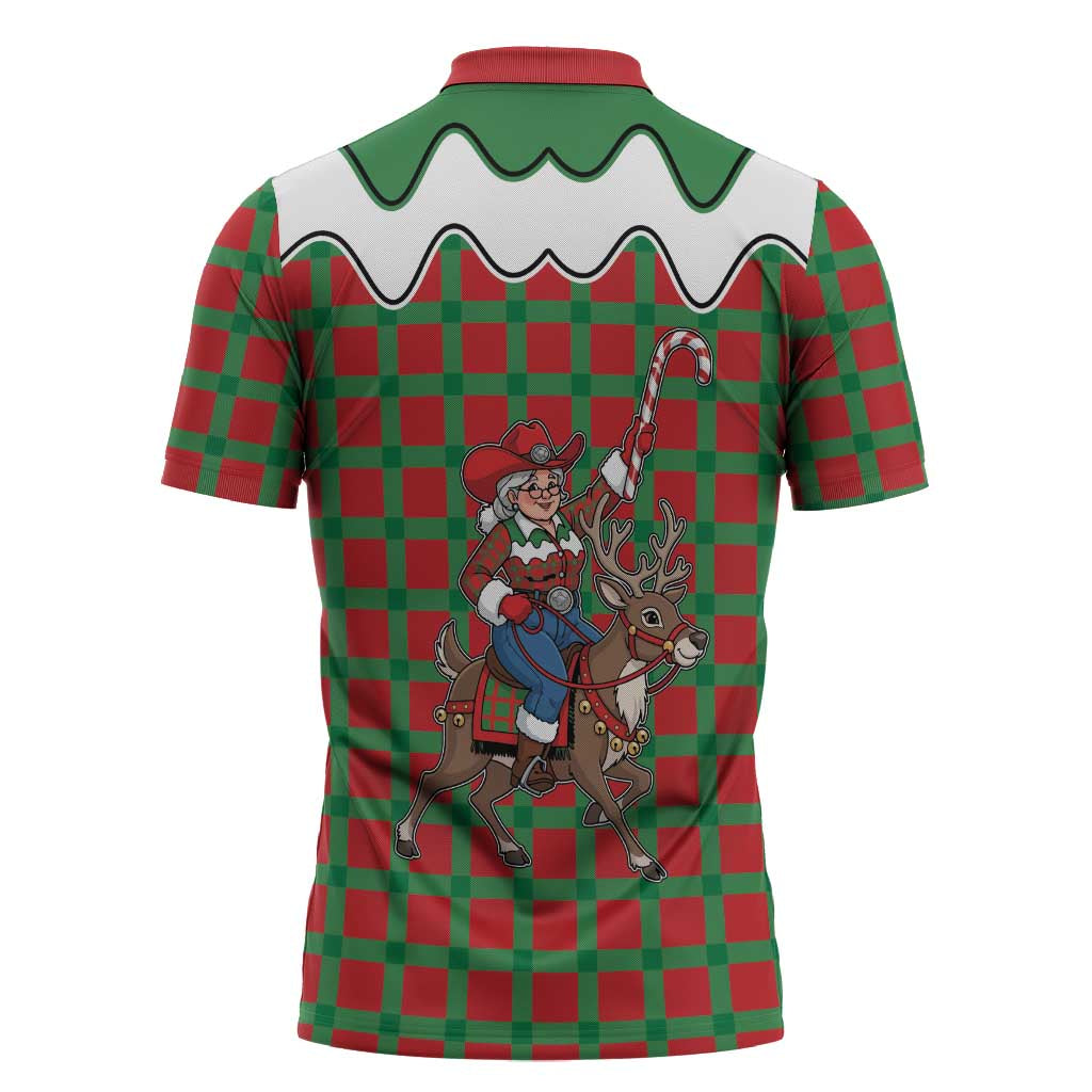 Western Yoke Zipper Polo Shirt Mrs Claus Cowgirl Style - Wonder Print Shop