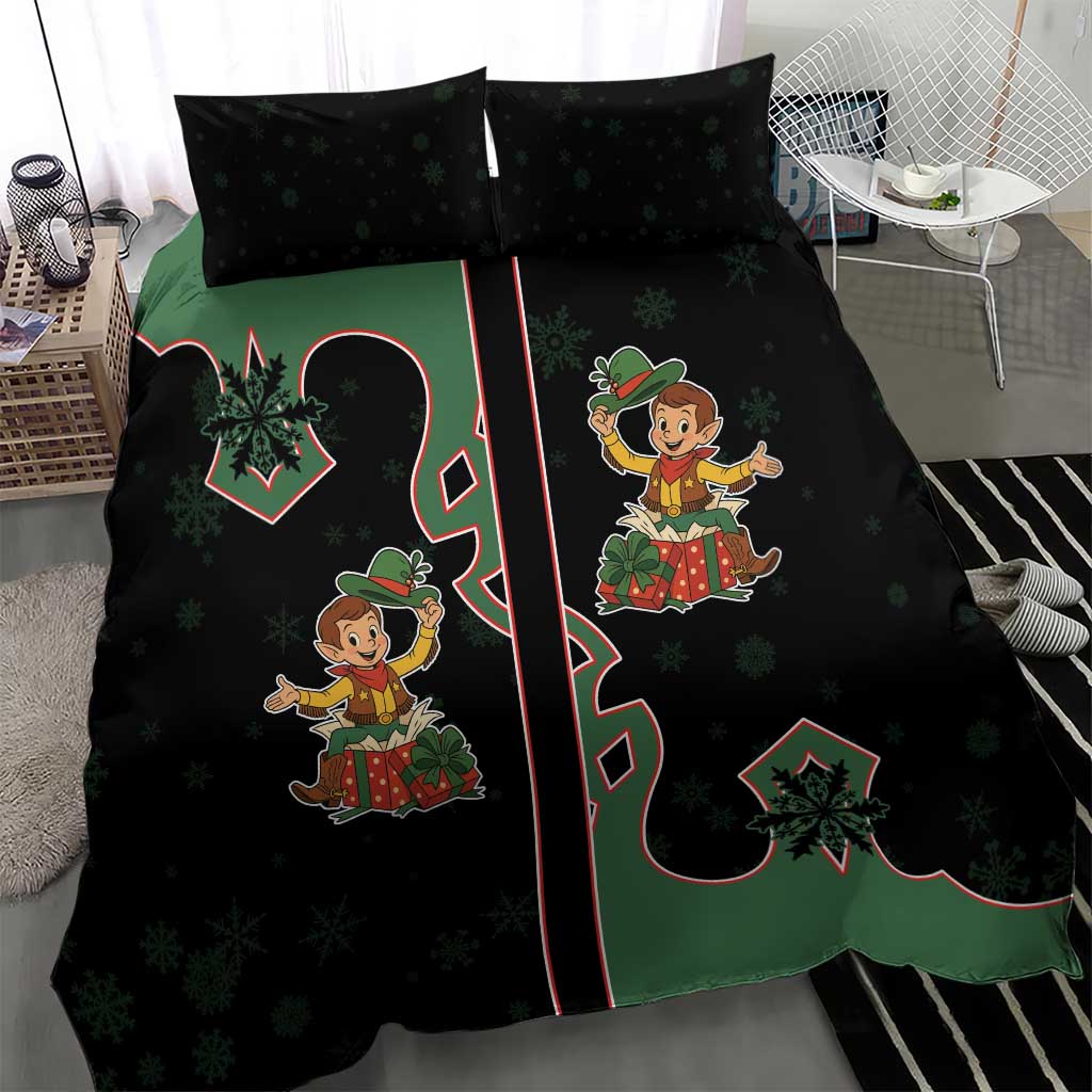 Western Yoke Bedding Set Elves Cowboy Style - Wonder Print Shop