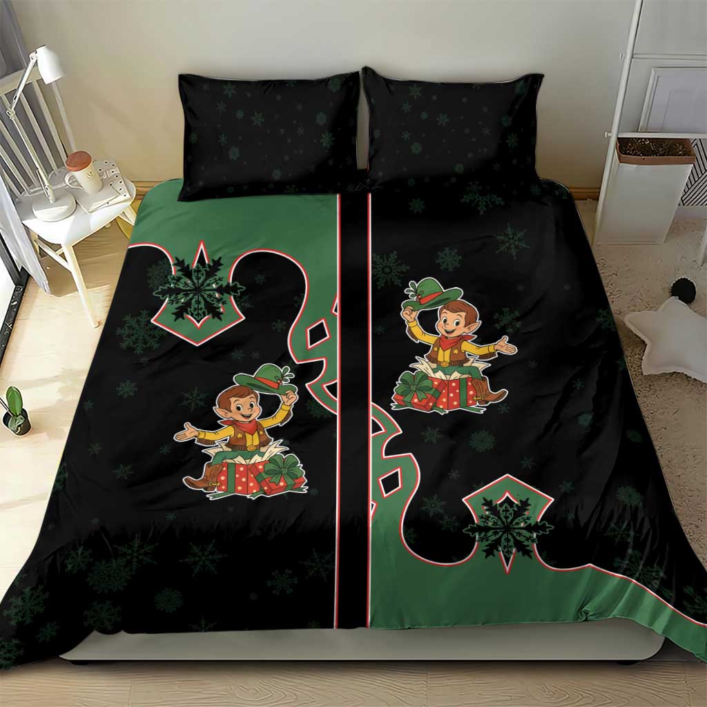Western Yoke Bedding Set Elves Cowboy Style - Wonder Print Shop