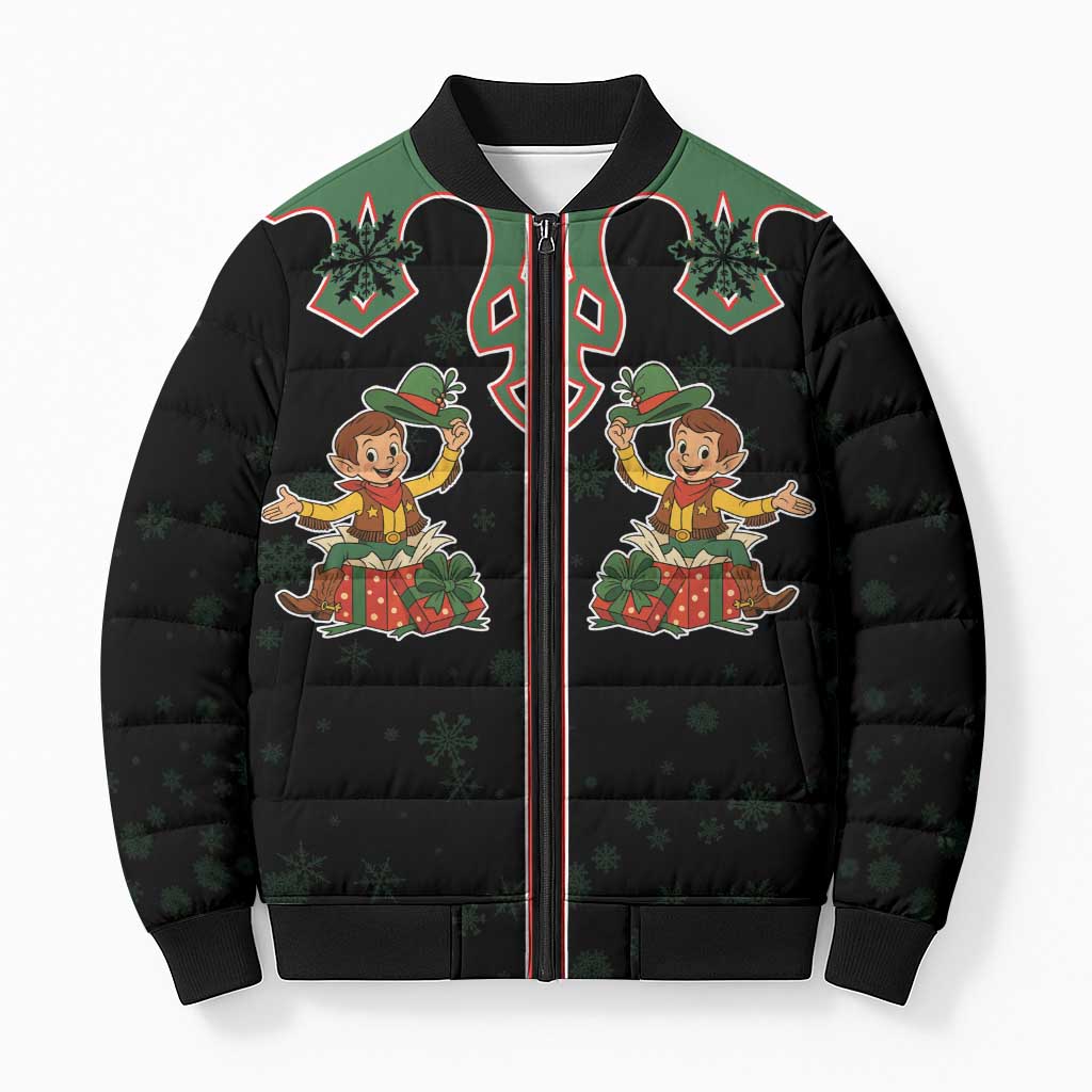 Western Yoke Bomber Puffer Jacket Elves Cowboy Style - Wonder Print Shop