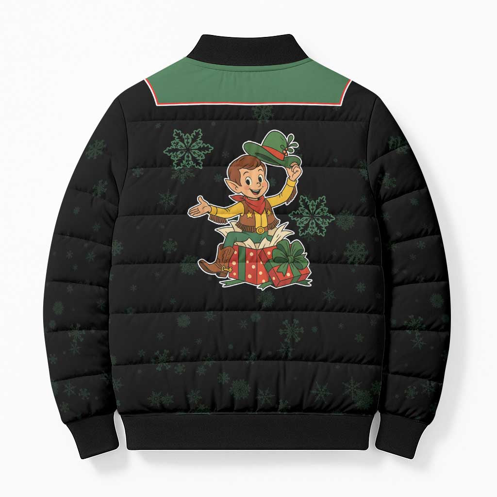 Western Yoke Bomber Puffer Jacket Elves Cowboy Style - Wonder Print Shop