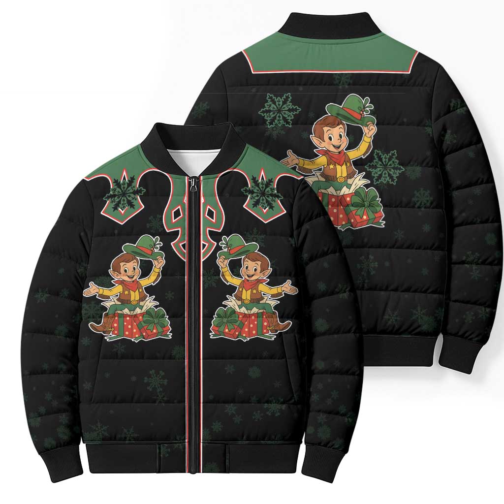 Western Yoke Bomber Puffer Jacket Elves Cowboy Style - Wonder Print Shop