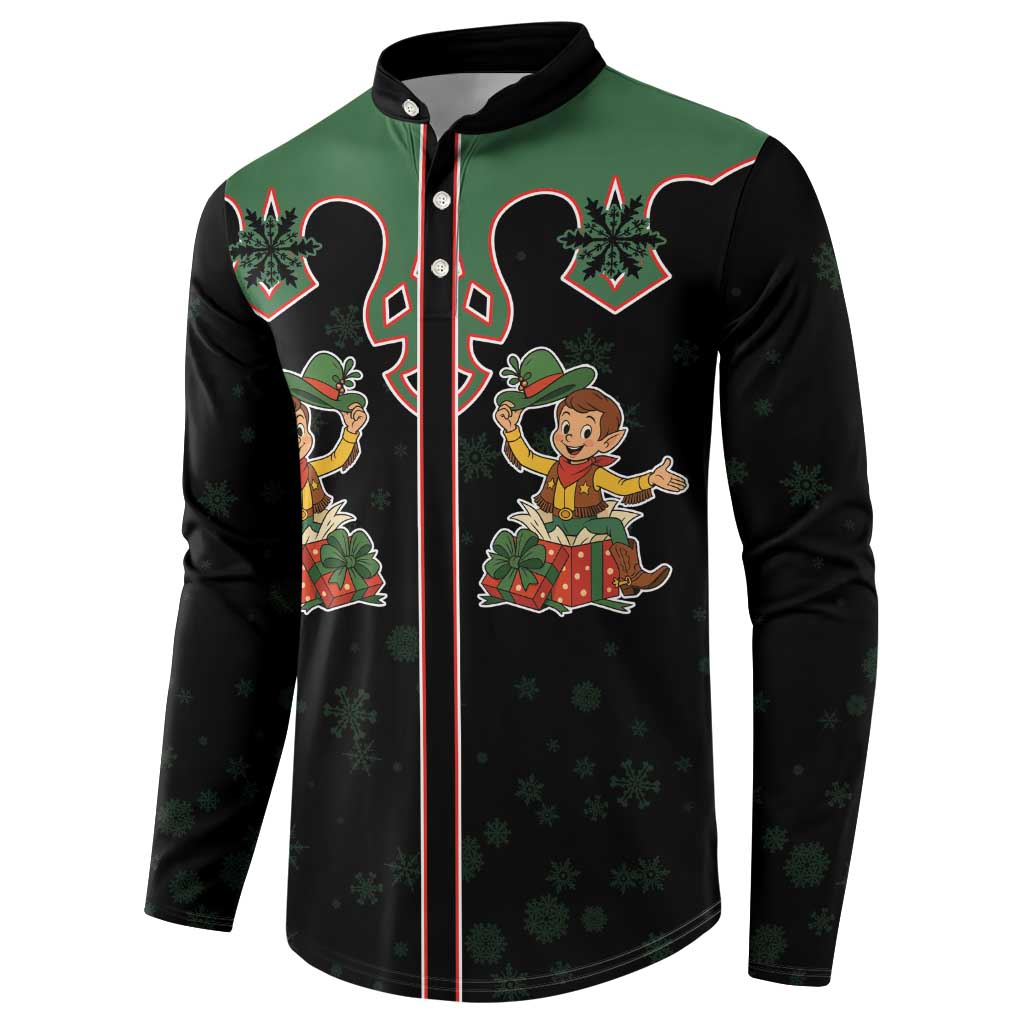 Western Yoke Button Sweatshirt Elves Cowboy Style - Wonder Print Shop