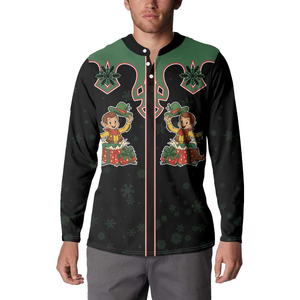 Western Yoke Button Sweatshirt Elves Cowboy Style - Wonder Print Shop