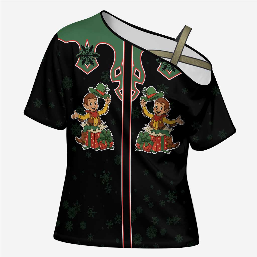 Western Yoke Cross Shoulder Shirt Elves Cowboy Style - Wonder Print Shop