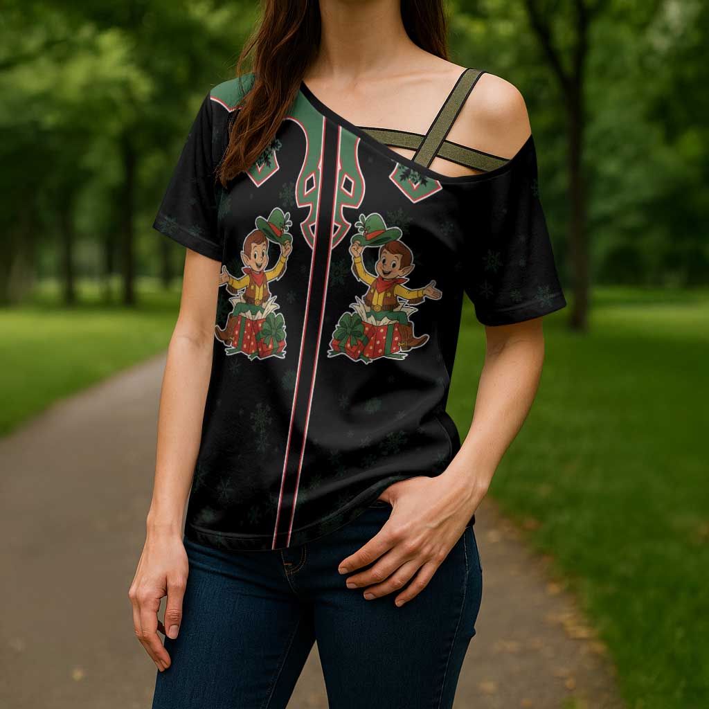 Western Yoke Cross Shoulder Shirt Elves Cowboy Style - Wonder Print Shop