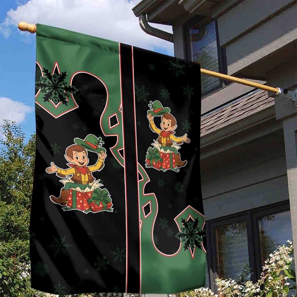 Western Yoke Garden Flag Elves Cowboy Style - Wonder Print Shop