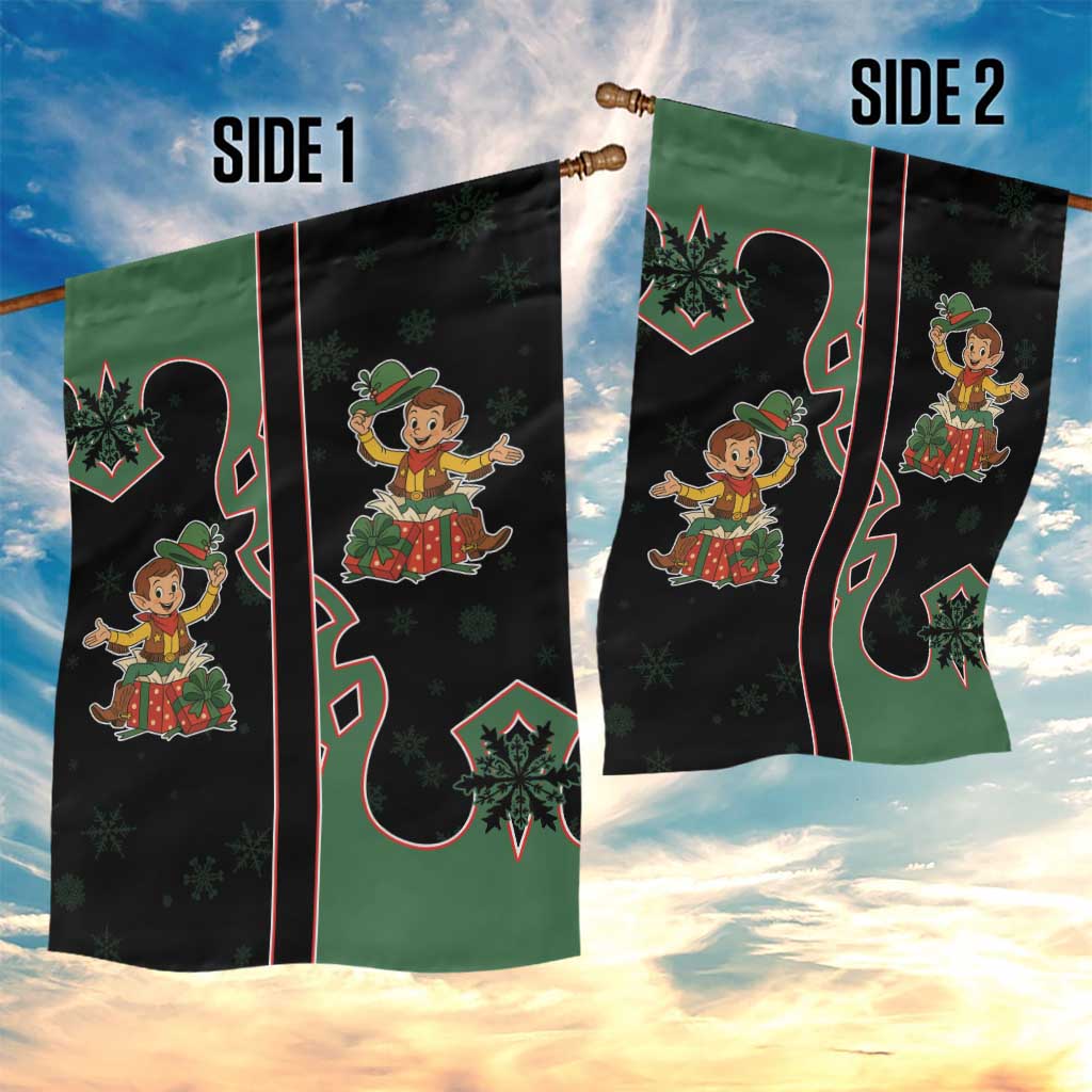 Western Yoke Garden Flag Elves Cowboy Style - Wonder Print Shop