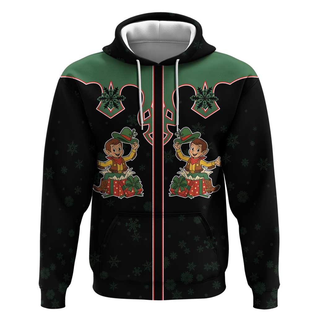 Western Yoke Hoodie Elves Cowboy Style - Wonder Print Shop