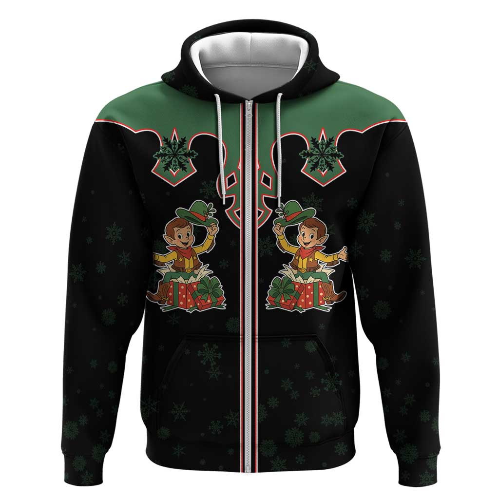 Western Yoke Hoodie Elves Cowboy Style - Wonder Print Shop