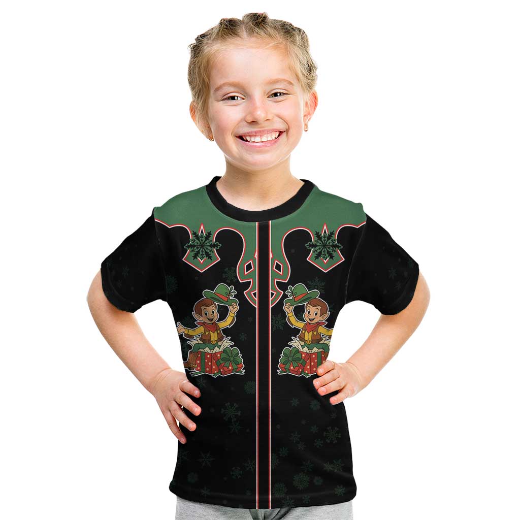Western Yoke Kid T Shirt Elves Cowboy Style - Wonder Print Shop