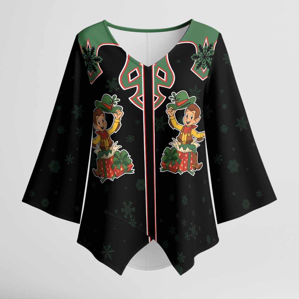 Western Yoke Kimono Sleeve Blouse Elves Cowboy Style - Wonder Print Shop