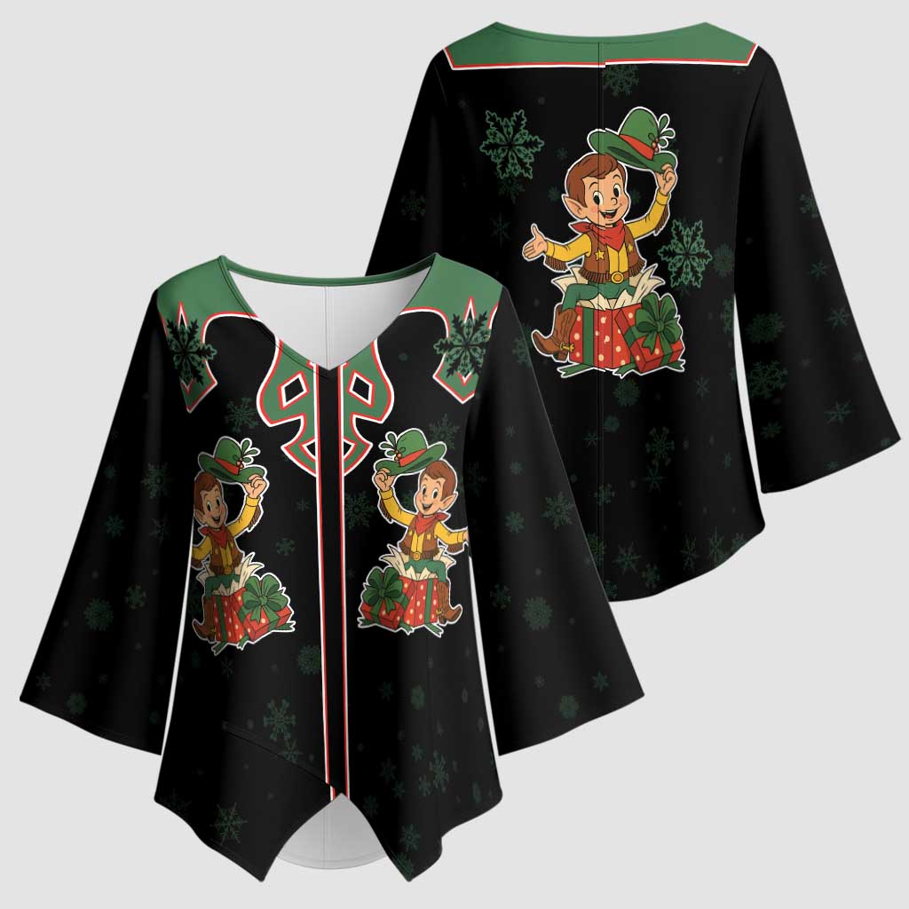 Western Yoke Kimono Sleeve Blouse Elves Cowboy Style - Wonder Print Shop