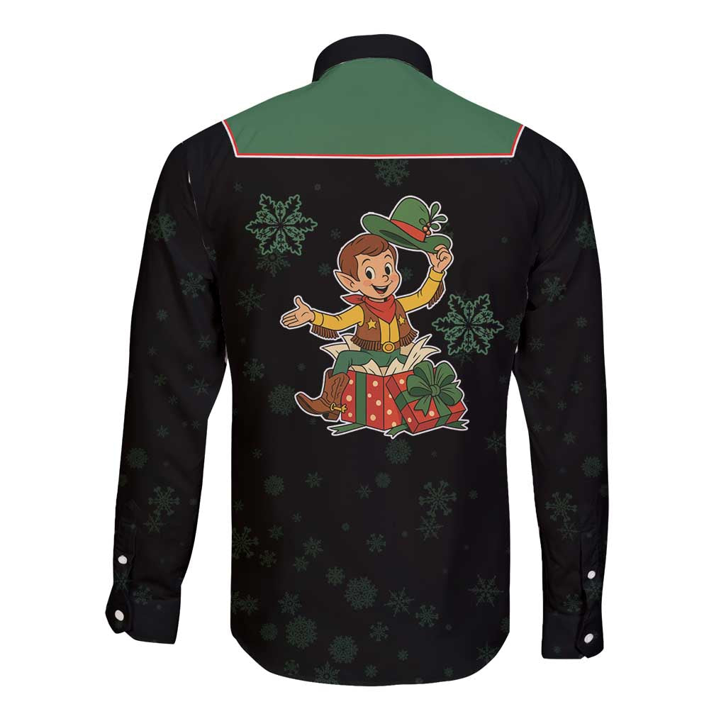 Western Yoke Long Sleeve Button Shirt Elves Cowboy Style - Wonder Print Shop
