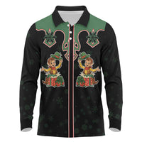 Western Yoke Long Sleeve Polo Shirt Elves Cowboy Style - Wonder Print Shop