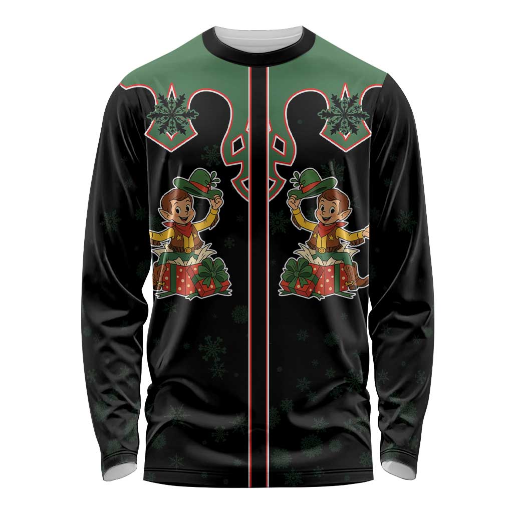 Western Yoke Long Sleeve Shirt Elves Cowboy Style - Wonder Print Shop