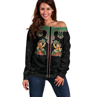 Western Yoke Off Shoulder Sweater Elves Cowboy Style - Wonder Print Shop