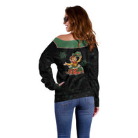 Western Yoke Off Shoulder Sweater Elves Cowboy Style - Wonder Print Shop