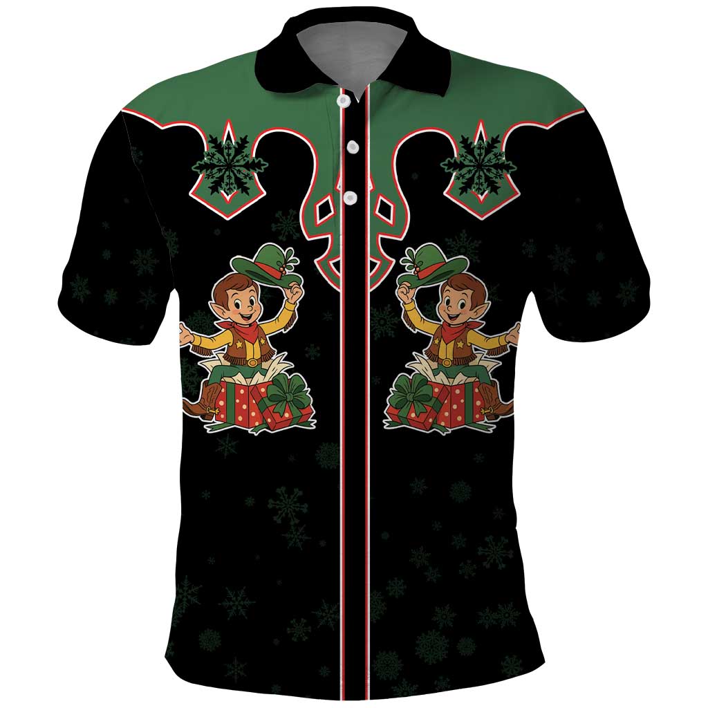 Western Yoke Polo Shirt Elves Cowboy Style - Wonder Print Shop