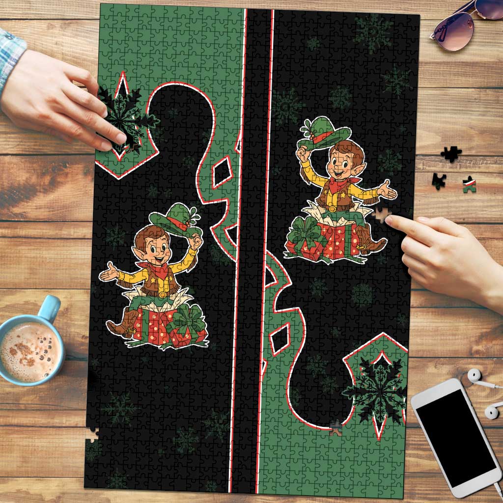 Western Yoke Puzzle Elves Cowboy Style - Wonder Print Shop