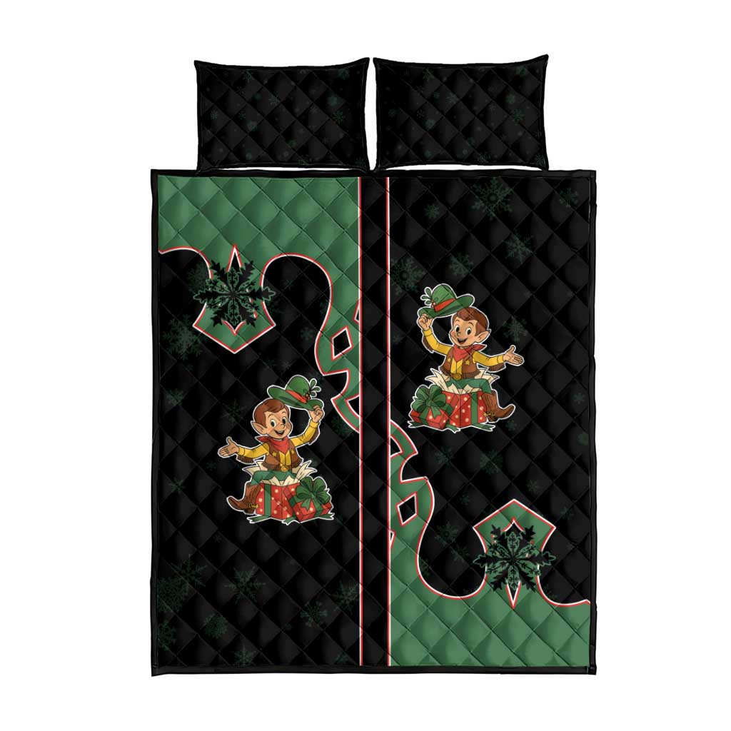 Western Yoke Quilt Bed Set Elves Cowboy Style - Wonder Print Shop