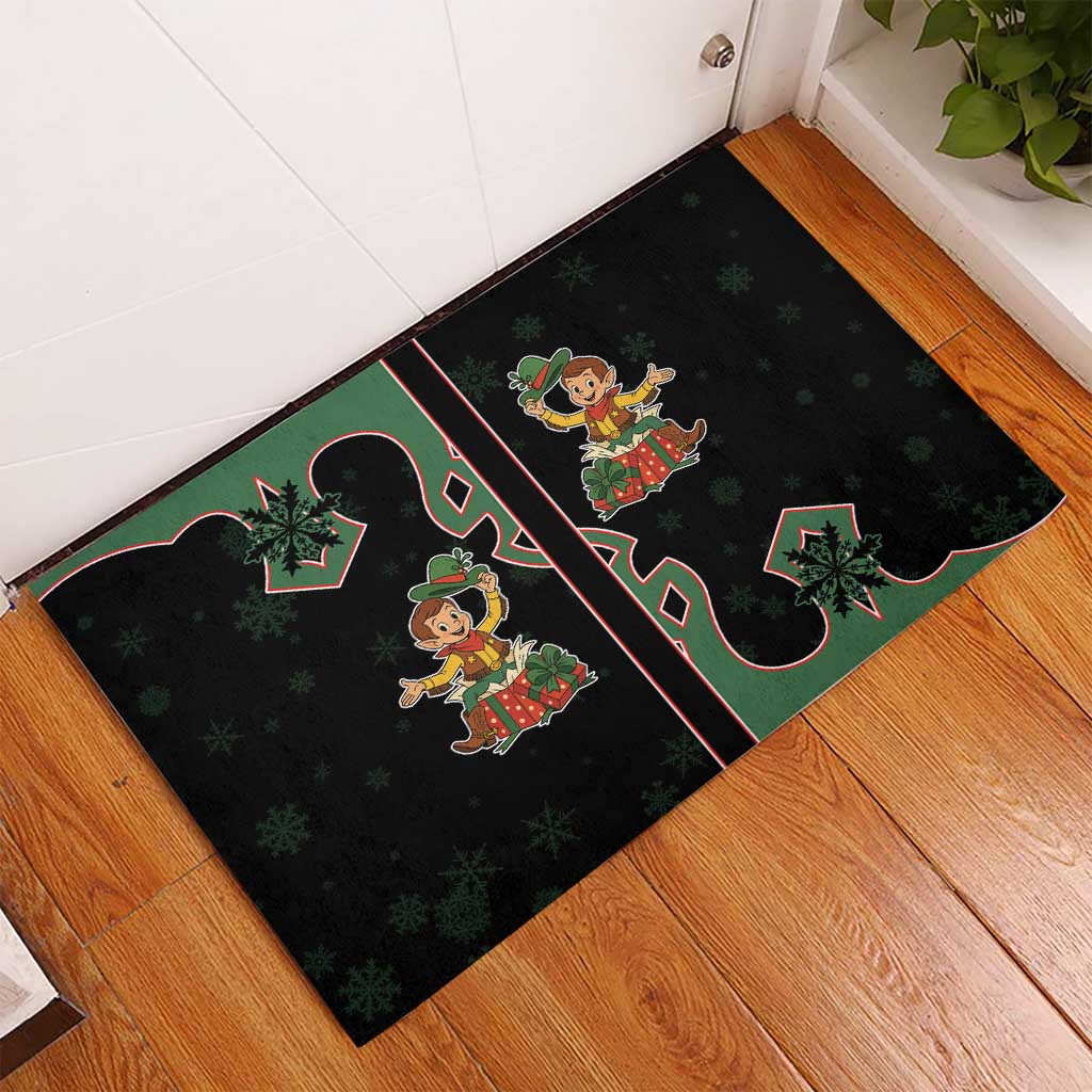 Western Yoke Rubber Doormat Elves Cowboy Style - Wonder Print Shop