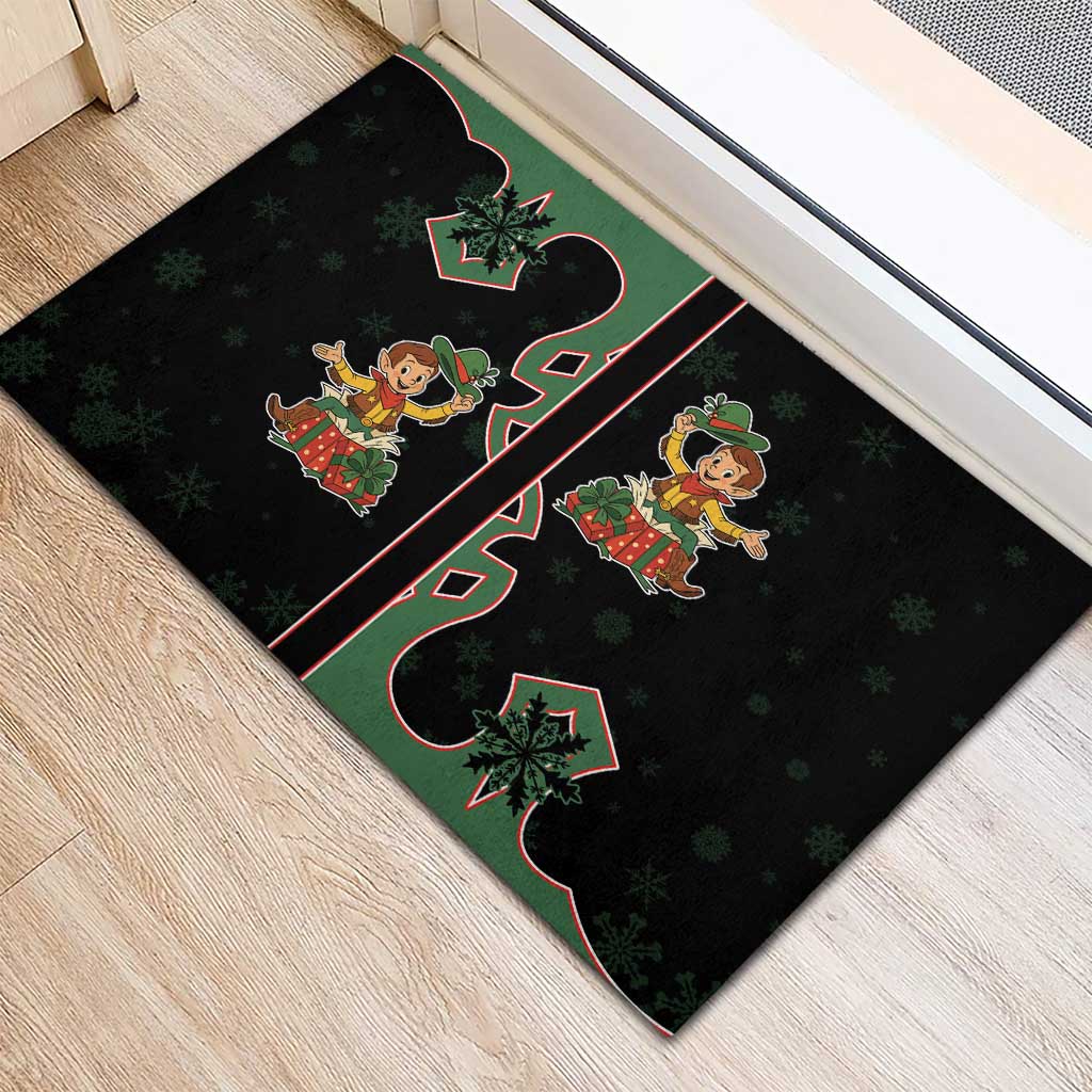 Western Yoke Rubber Doormat Elves Cowboy Style - Wonder Print Shop