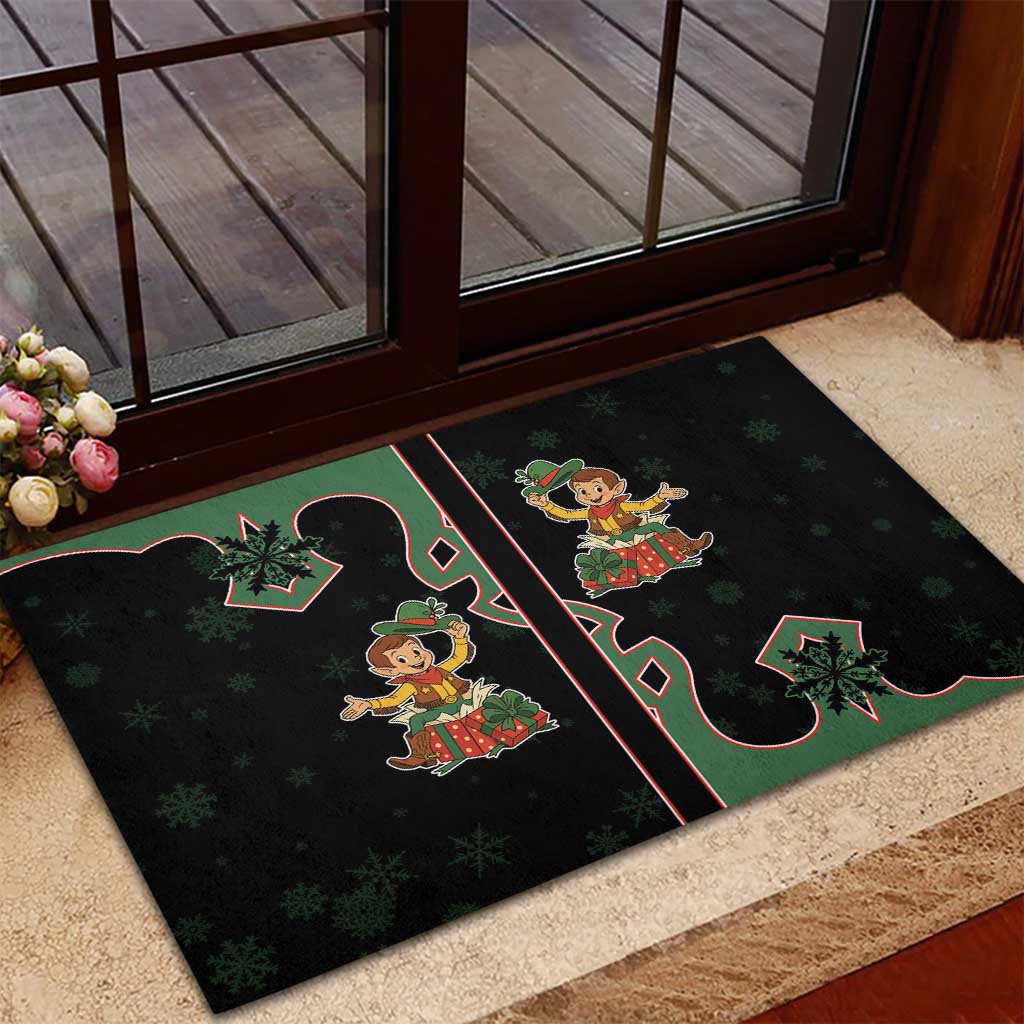 Western Yoke Rubber Doormat Elves Cowboy Style - Wonder Print Shop