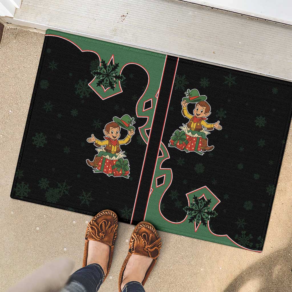 Western Yoke Rubber Doormat Elves Cowboy Style - Wonder Print Shop