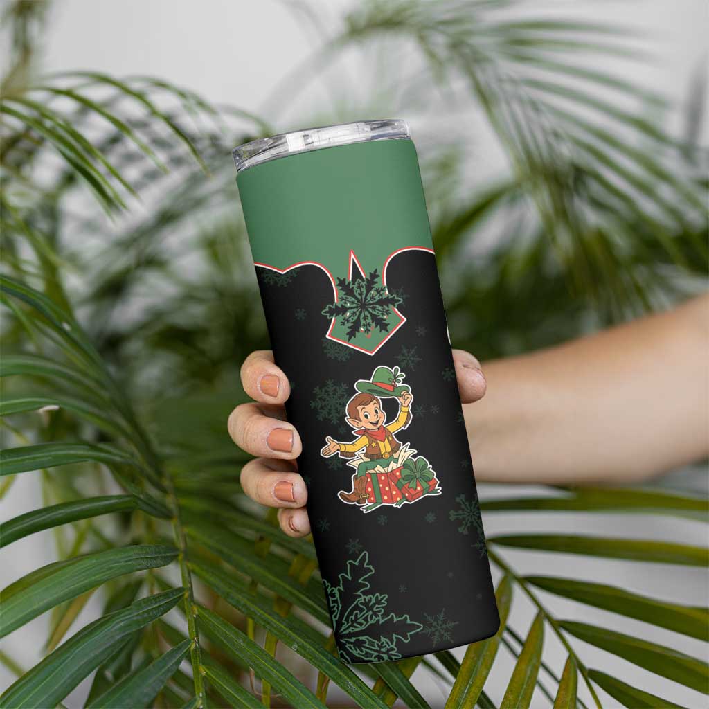 Western Yoke Skinny Tumbler Elves Cowboy Style - Wonder Print Shop
