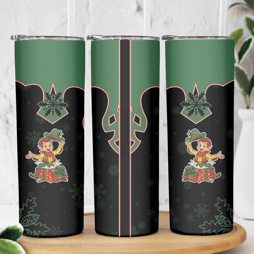 Western Yoke Skinny Tumbler Elves Cowboy Style - Wonder Print Shop
