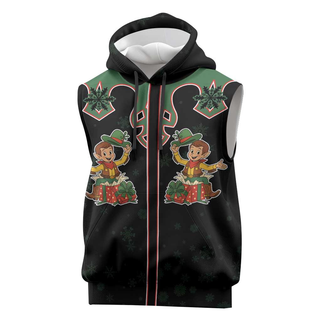 Western Yoke Sleeveless Hoodie Elves Cowboy Style - Wonder Print Shop