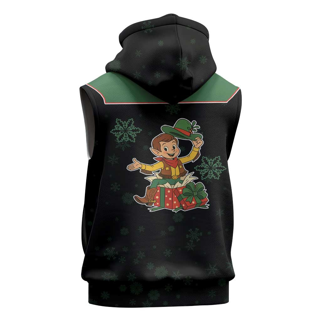 Western Yoke Sleeveless Hoodie Elves Cowboy Style - Wonder Print Shop