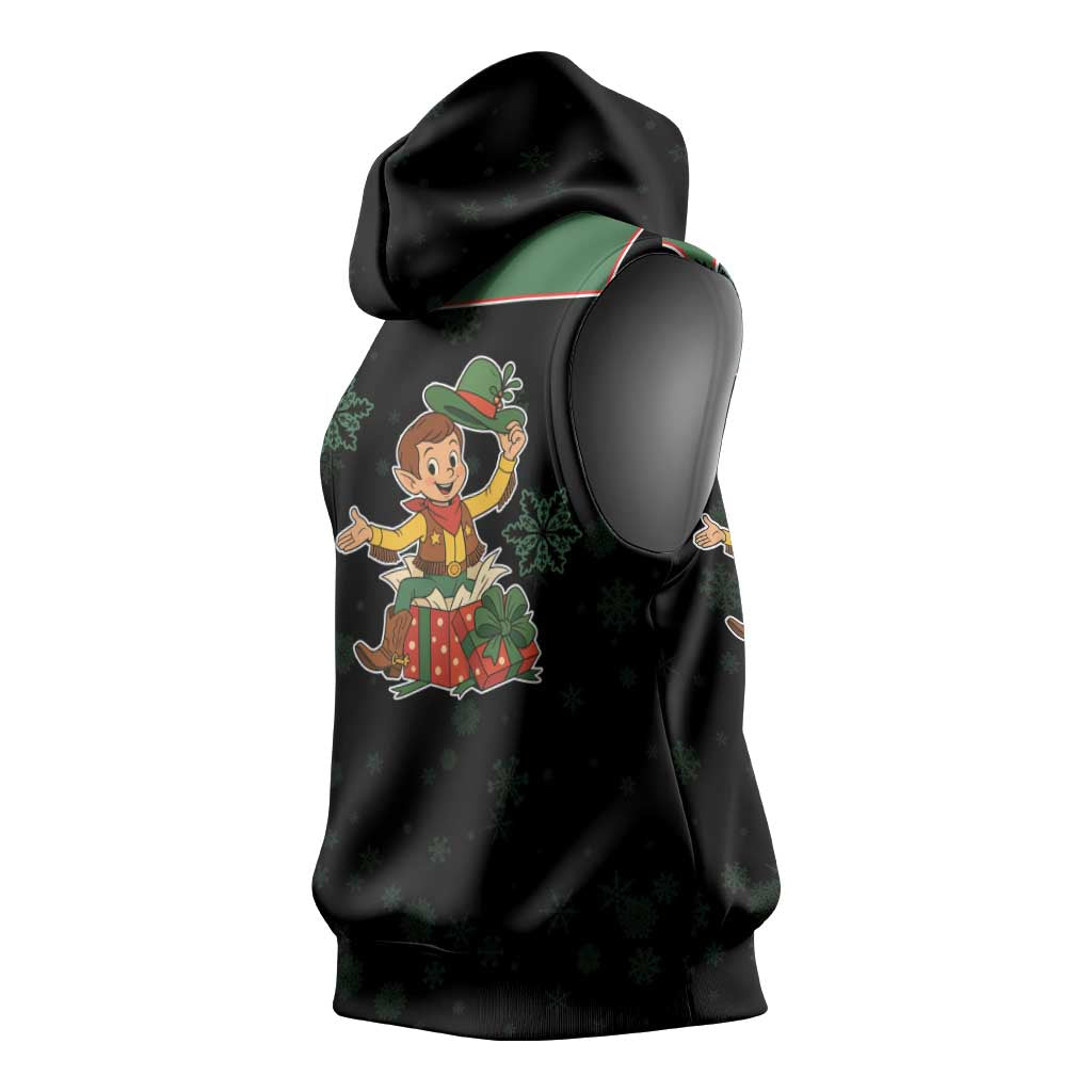 Western Yoke Sleeveless Hoodie Elves Cowboy Style - Wonder Print Shop