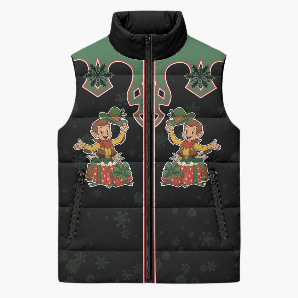 Western Yoke Sleeveless Puffer Jacket Elves Cowboy Style - Wonder Print Shop